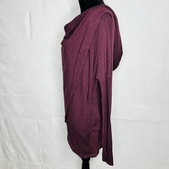 Athleta Purana Wrap Hooded Relaxed Drape Neck Sweatshirt Spiced Cabernet Sz XXS - Picture 4 of 9